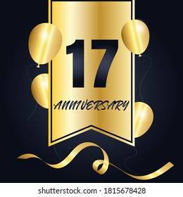 17 year anniversary celebration, vector design for celebrations, invitation cards and greeting cards
