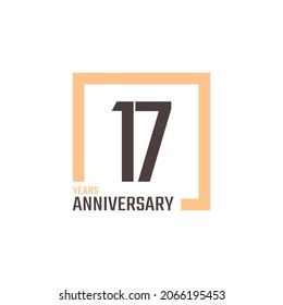 17 Year Anniversary Celebration Vector with Square Shape. Happy Anniversary Greeting Celebrates Template Design Illustration