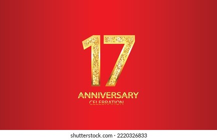 17-jährige Jubiläumsfeier Vector Design mit rotem Hintergrund und glänzender. Feierlichkeiten zum 17. Jahrestag. Gold Luxury Banner des 17. Jubiläums. Vektorgrafik