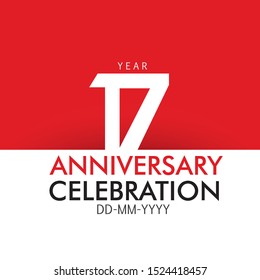 17 Year Anniversary Concept Red Color and White, For Invitation, banner, ads, greeting card - Vector