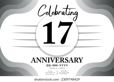 17 year anniversary flat black color logotype style with hand lettering on white background