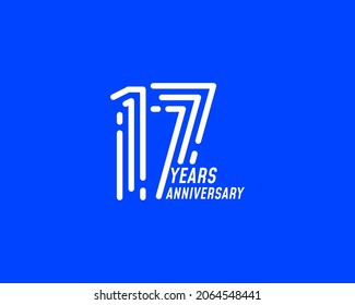 17 year anniversary logo design. Simple line number for celebration. Minimalist digital stripe