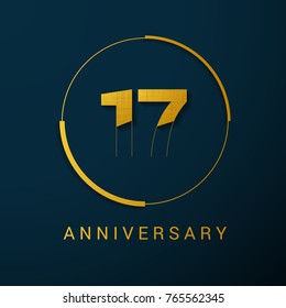 17 Year Anniversary Vector Logo Design Isolated on Dark Background