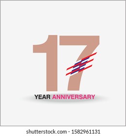 17 Year Anniversary Vector Template Design Illustration
