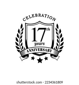 17 year celebration anniversary logo vector isolated on white background
