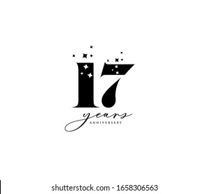 17 years anniversary or birthday celebration design template Vector.