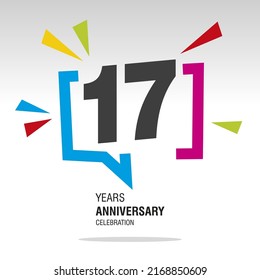 17 Years Anniversary celebration colorful white modern number logo icon banner
