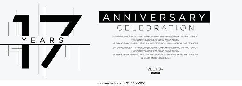 17 years anniversary celebration Design, Vector illustration.