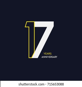 17 years anniversary celebration linked number logo, isolated on dark background