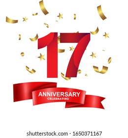 17 Years Anniversary Celebration Logo Vector Template Design Illustration