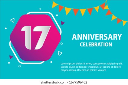 17 years anniversary celebration logo vector template design