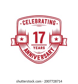 17 years anniversary celebration shield design template. 17th anniversary logo. Vector and illustration.