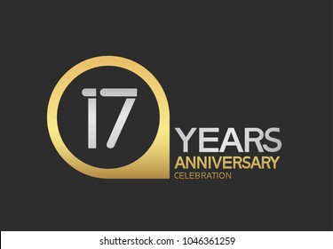 17 years anniversary celebration simple design with golden circle and silver color combination 