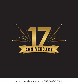 17 years anniversary celebration template for social media post, flyer, banner, poster, greeting cards, or print. Vector Eps10