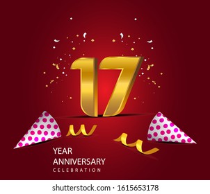 17 Years Anniversary Celebration Vector Template Design Illustration