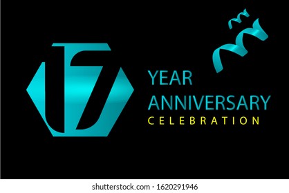 17 Years Anniversary Celebration Vector Template Design Illustration