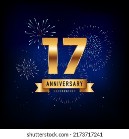 17 Years Anniversary Celebration, Vector Design Illustration Template