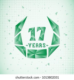 17 years anniversary design template. Low poly design.