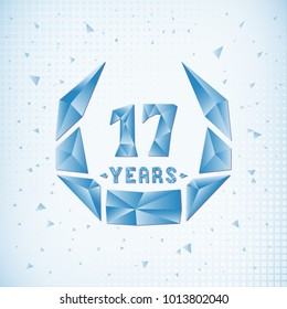 17 years anniversary design template. Low poly design.