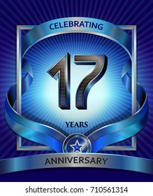 17 years anniversary design template for invitation, advertising, banner, vector design