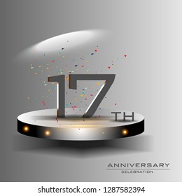 17 years anniversary design vector templates and illustrations, concepts in the future by giving a sci fi feel effect