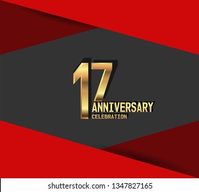17 years Anniversary gold font with red fold on above and below font