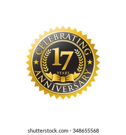 17 years anniversary golden black badge logo