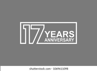 17 years anniversary line style white color in square isolated on gray color for celebration 