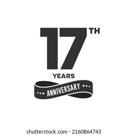 17 years anniversary logo with black color for booklet, leaflet, magazine, brochure poster, banner, web, invitation or greeting card. Vector illustrations.