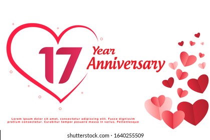 17 Years Anniversary Logo Celebration With Love for celebration event, birthday, wedding, greeting card, and invitation