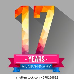 17 Years Anniversary logo. with colorful polygonal.