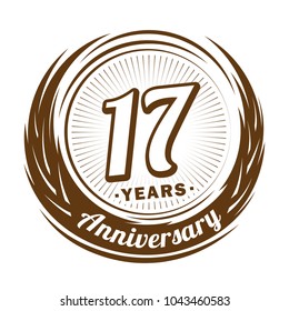 17 years anniversary. Anniversary logo design. 17 years logo.