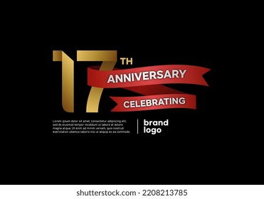 17 years anniversary logo with gold and red emblem on black background