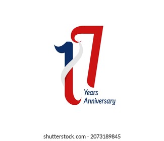 17 years anniversary logo. The number for celebration with a ribbon