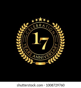 17 Years Anniversary Logo Template, isolated on black background. Vector illustration