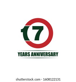 17 Years Anniversary Logo Template with ribbon