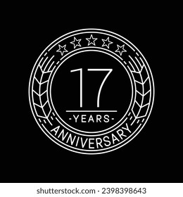 17 years anniversary logo template. 17th line art vector and illustration.