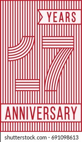 17 years anniversary logo. Vector and illustration. Line art anniversary design template.
