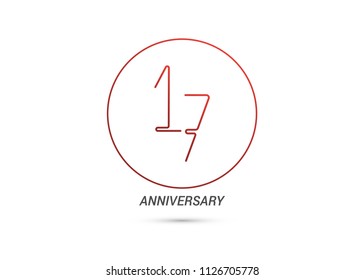 17 Years Anniversary logotype with rounded and simple red colored font numbers isolated on white background for company celebration event, birthday