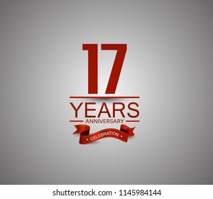 17 years anniversary logotype simple design with red ribbon for celebration purpose