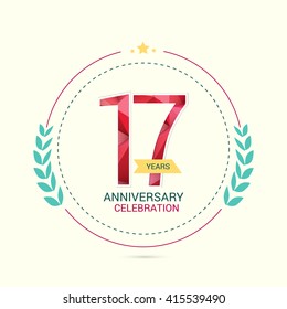 17 Years Anniversary with Low Poly Design and Laurel Ornaments