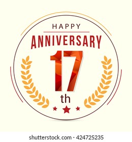 17 Years Anniversary with Low Poly Design and Laurel Ornaments