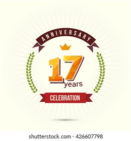 17 Years Anniversary with Low Poly Design and Laurel Ornaments