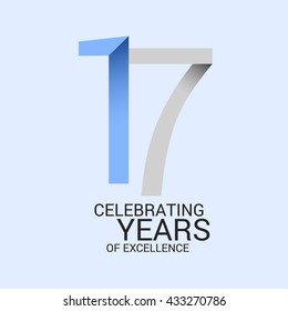 17 years anniversary, signs, symbols. simple design.