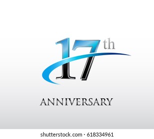 17 years anniversary Template logo with swoosh
