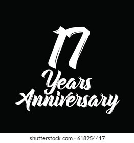 17 years anniversary, text design. Vector calligraphy. Typography poster. Usable as background.