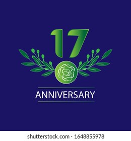 17 años. Tarjeta de saludo decorativa floral para celebración