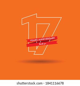 17 years anniversary vector icon, logo. Graphic design element with number and text composition for 17th anniversary