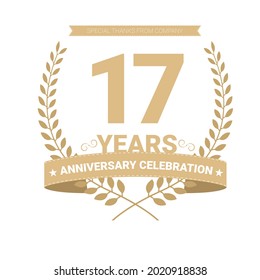17 years anniversary vector icon, logo. Graphic design element with number and text composition for 17th anniversary.