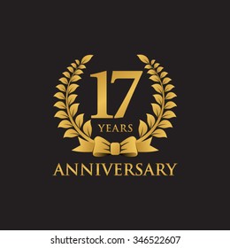 17 years anniversary wreath ribbon logo black background